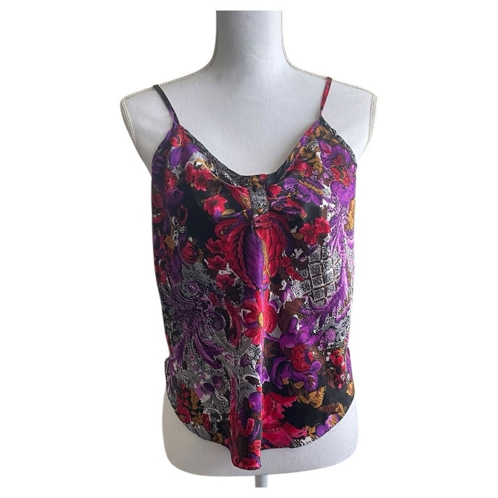 VTG California Dynasty Womens Boho Whimsigoth Cami Tank M Purple Floral Paisley